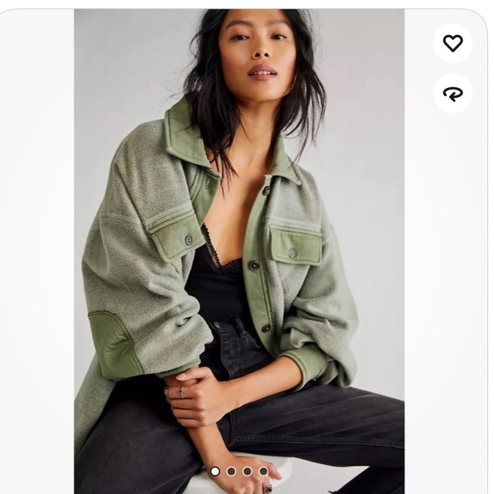 Free People Ruby Oversized Fleece Shirt Jacket
Shacket  Olive Size S‎
